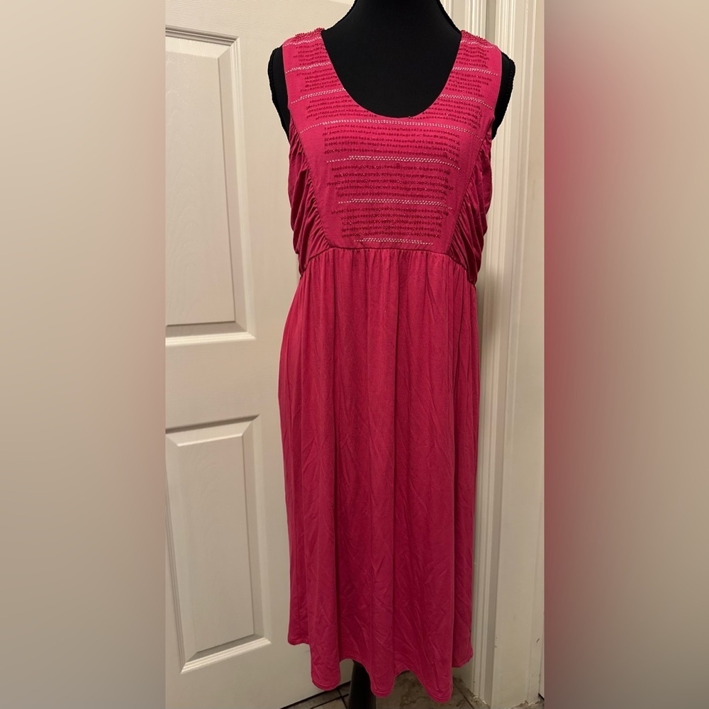 Soma Pink Pleated Sundress with Scoop Neck